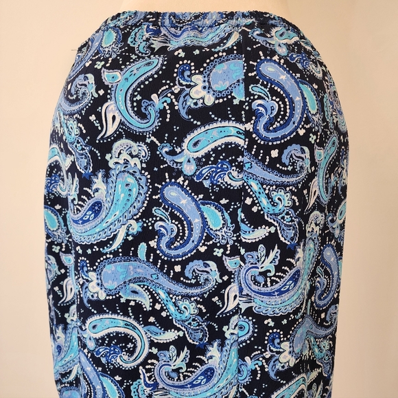Vintage Briggs Petite Blue Paisley Teachers Skirt - Picture 7 of 12